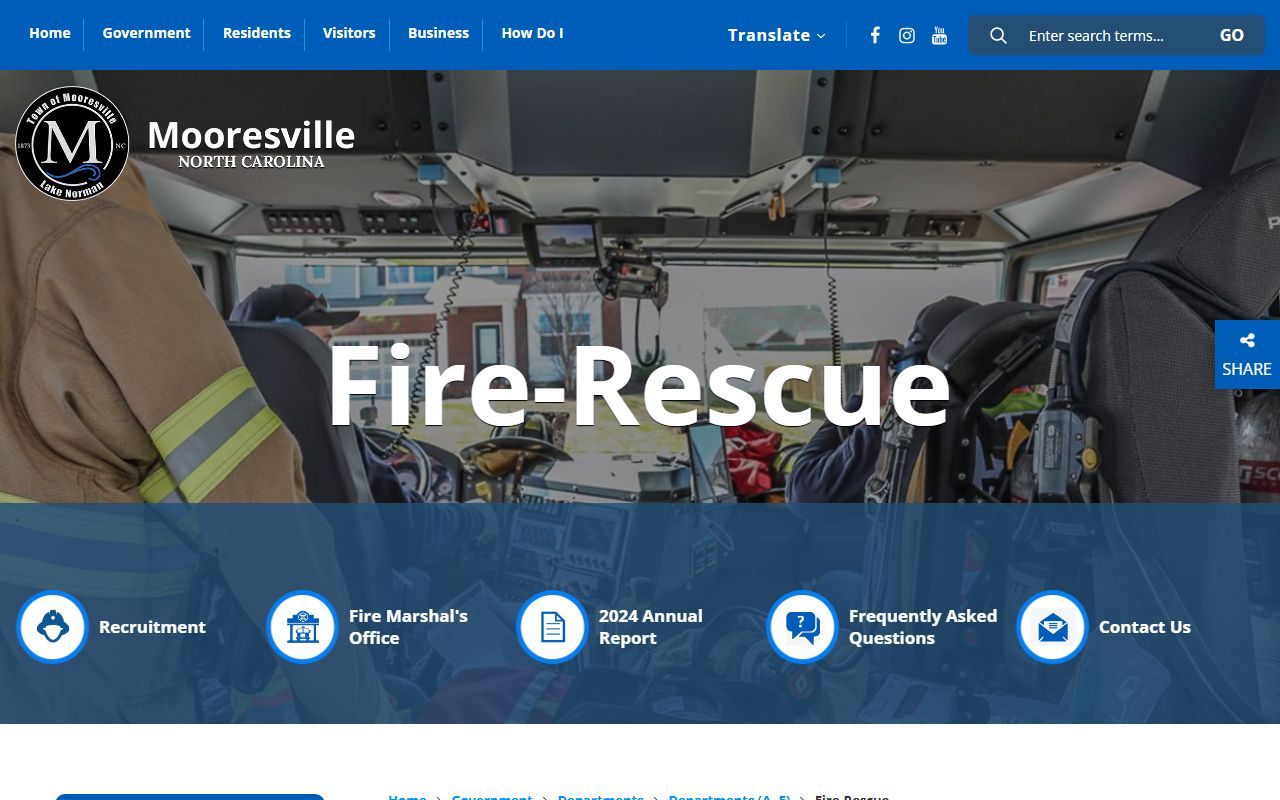 Mooresville phone directory Fire-Rescue contact page
