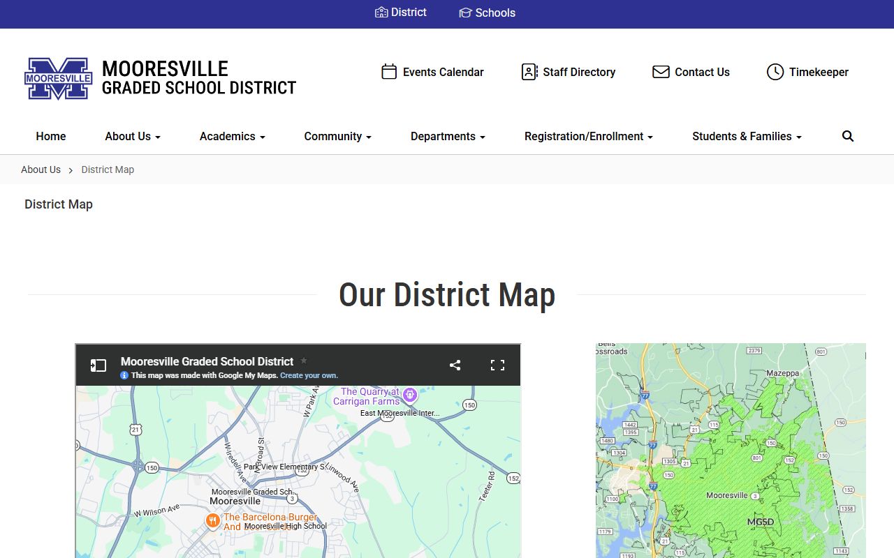 Mooresville area codes and MGSD district map record