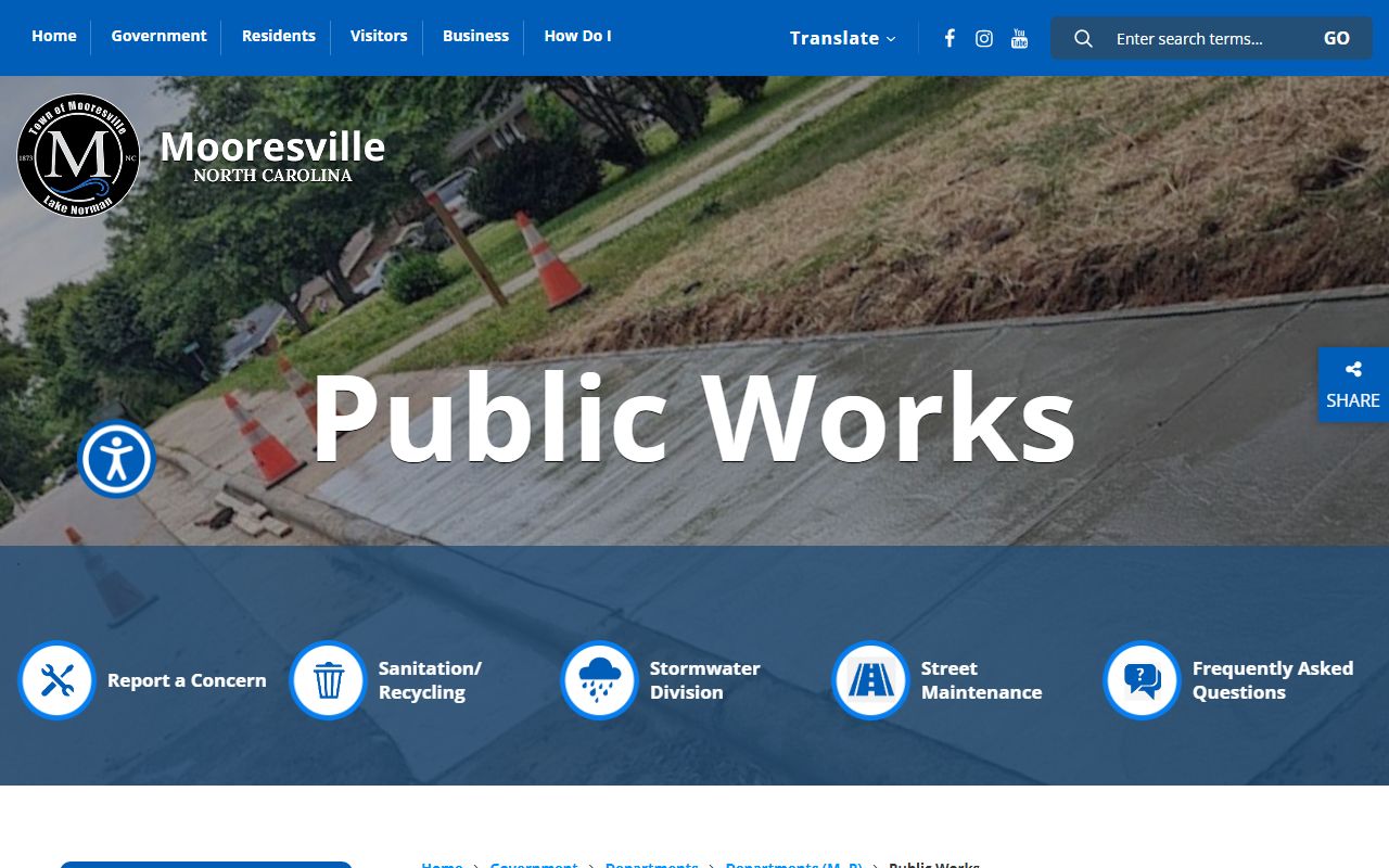 Mooresville phone numbers town Public Works